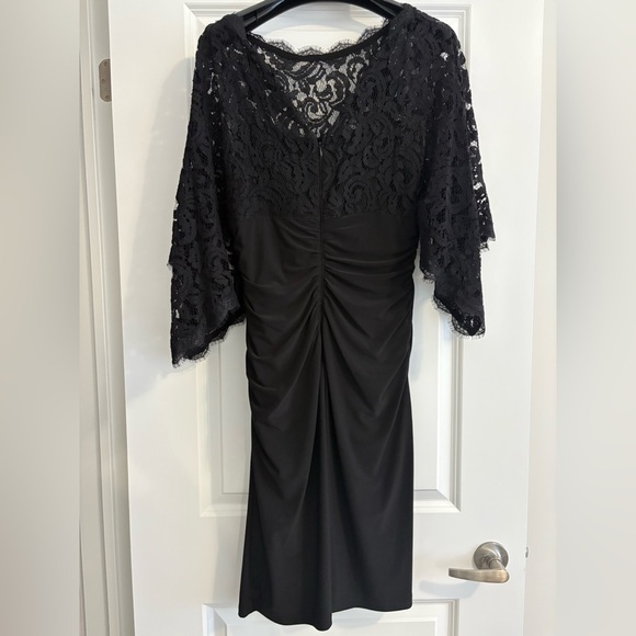 Adrianna Papell Black Lace Long Sleeve Dress Size 14 - Picture 3 of 4